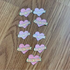 Lot of nine heart handmade stickers